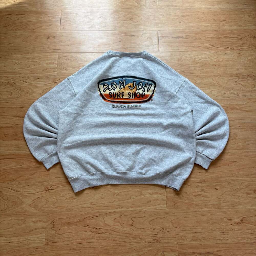 Ron Jon Surf Shop Cocoa Beach Graphic Crewneck Sweatshirt Gray 2XL